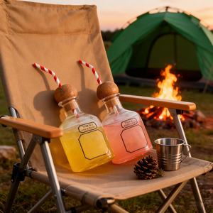 Custom 375ml 12oz Reusable Juice Cocktail Tequila Drinking Cup <b>Cork</b> Lid Plastic <b>Bottles</b> for Drinks - Product Image 5