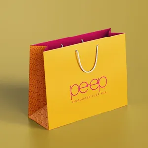 Großhandel individuell bedruckte burgundische Luxus-Einkaufspapiertüte mit Griff für Geschenk