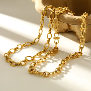 Collar de Cadena de Cable con Línea Geométrica Simple de Acero Inoxidable 304 Chapado en Oro de 18K de Moda para Mujer, Joyería Minimalista - Product Image 5