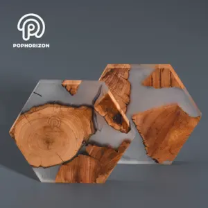 Poforizon nuovo Set di sottobicchieri in resina di legno personalizzato con sottobicchiere esagonale arrivato