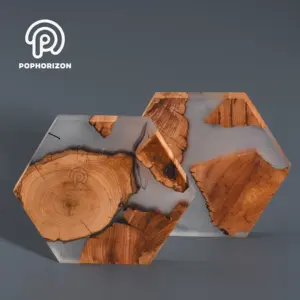 Pop horizon Neu angekommen Hexagon Resin Coaster Custom Holzharz Coaster Set