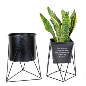 Nordic Minimalist Iron Flower Pot Stand Desktop Indoor Planters Square Design Wrought Iron Vase Home Decoration - Product Image 4