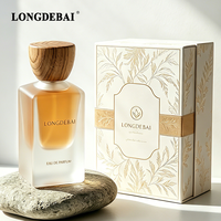 Flacon de parfum vide en verre épais de luxe, transparent, avec pompe à sertir CE, 30ml, 50ml, 100ml, avec bouchon en bois, vente en gros