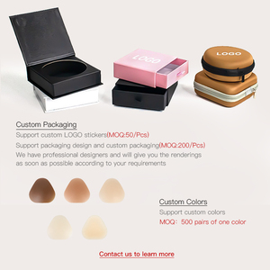 女性用防水再利用可能な接着剤100% シリコーン見えないブラ三角形乳首カバー胸花びらパッド - Product Image 3