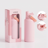 Bouteille d'eau sport en acier inoxydable réutilisable, isotherme sous vide, écologique, avec logo personnalisé, 24oz 32oz, avec paille et bec verseur 2-en-1