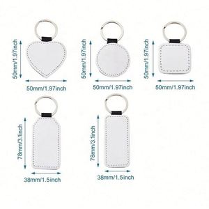 High Quality PU Leather Keychain Sublimation Digital Photo Keychains Blank Leather Metal Keychains - Product Image 6