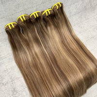 Extensions de Cheveux Humains Lisses Naturels, Couleur Ombrée P427 Blond Miel, 100% Cheveux Humains Vietnamiens Vierges Non Traités
