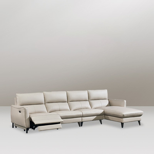 Ensemble de fauteuils inclinables électriques de luxe en cuir véritable avec USB et structure en bois, style moderne BSMS7022 - Product Image 1