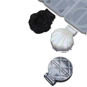 RESIN GO DM458 Eco-Friendly Durable Shell Cat Flower Shape <b>Foldable</b> Portable Cosmetic <b>Mirror</b> Silicone Mold Epoxy Resin Handheld - Product Image 1