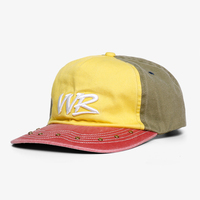 Casquette de baseball unisexe 5 panneaux non structurée en coton lavé, style vintage rétro, qualité professionnelle, 3 couleurs, avec logo personnalisé