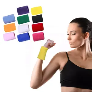 Biểu Tượng Tùy Chỉnh Màu Thể Thao Bông Terry Vải Thấm Mồ Hôi Quần Vợt Ban Nhạc Cổ Tay Sweatbands Thể Thao Dây Đeo Cổ Tay