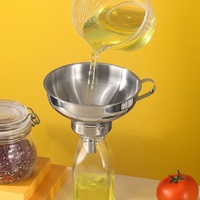 Entonnoir 2 en 1 en acier inoxydable 304, compatible lave-vaisselle, avec une large ouverture et une petite ouverture et un filtre pour transférer les épices, les huiles et les aliments