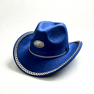 <span class=keywords><strong>Sombrero</strong></span> de <span class=keywords><strong>Vaquero</strong></span> de Moda con Cadena, Estilo Hip Hop Vintage Western Jazz, para Festivales de Música, Fiestas y Actuaciones en Escenario, Novedad 2026 - Product Image 1