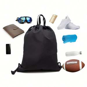 Whosale Nylon Sports Gym <b>Backpack</b> Zipper Recycled Black Polyester 210d Drawstring <b>Backpack</b> for Men Women - Product Image 4