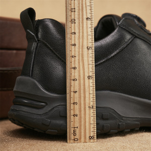 Men's Cow Leather Walking Shoes <b>Round</b> <b>Toe</b> Rubber Outsole Low <b>Heel</b> Anti Slip Buckle Solid Color Casual Style - Product Image 2