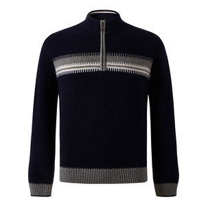 Sweat-shirt à col roulé respirant personnalisé à manches longues avec fermeture éclair, pull d'hiver décontracté en laine RWS pour hommes - Product Image 2
