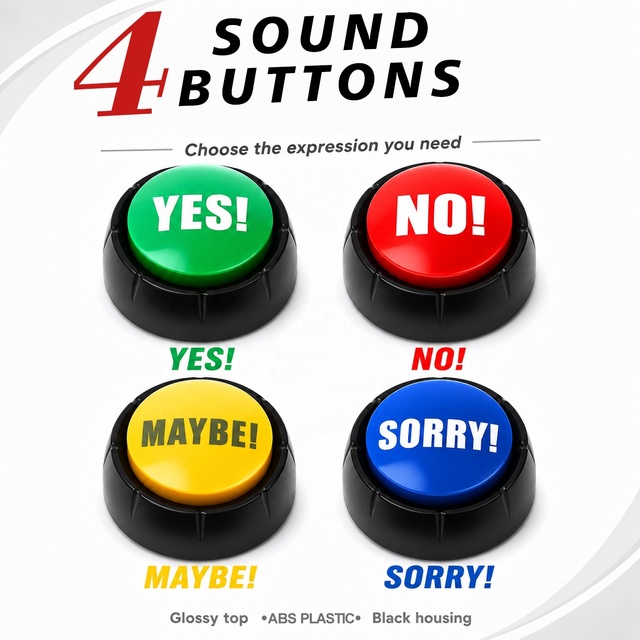 Fun Plastic Sound Button Toy-Yes No Sorry Maybe-Press to Play Battery Operated for Ages 7-14