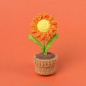 Ramo de Flores Artificiales de Hilo de Lana Tejida, Decoración para el Hogar, Tulipán Tejido, Girasol en Maceta y Flor Tejida - Product Image 6