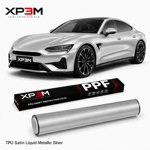 ฟิล์มหุ้มรถยนต์ XP3M สีเงินเมทัลลิกซาตินแบบด้าน TPU สีซาติน 7.5 มิล ฟิล์มไวนิล PPF ซ่อมแซมตัวเองได้ ป้องกันรอยขีดข่วน ป้องกันการเหลือง - Product Image 1