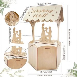 New Diy Hexagonal Wooden Mr & Mrs <b>Wedding</b> Card Holder, <b>Money</b> Gift <b>Box</b> for Reception Guest Sign in - Product Image 2