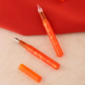MAJOHN N6 Bút Máy Thiết Kế Thời Trang Bằng Nhựa Màu Cam Và Bút Nhúng Bút Quà Tặng Thực Hành Viết Kinh Doanh Cho Học Sinh Người Lớn