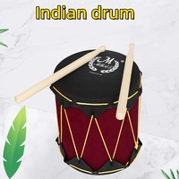 MBAT Tambour indien à main Instrument de percussion pour enfants Double face Caoutchouc Fait à la main 19*16*16cm