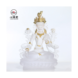 Statue de <span class=keywords><strong>Bouddha</strong></span> en cristal transparent plaqué or 160*100*230mm, idéale pour la méditation et la <span class=keywords><strong>relaxation</strong></span>, à placer dans la chambre - Product Image 6