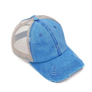 Casquette de baseball unisexe classique délavée style queue de cheval, teinte vintage, profil bas, réglable, en maille, pour l'extérieur, style Dad Hat Snapback 6 panneaux - Product Image 4