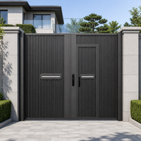Portail Principal Moderne en Aluminium DMJ-MZ007 avec Porte Intégrée et Design à Rainures Verticales Complètes pour Villa