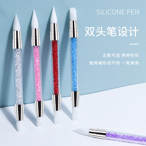 Dual Tipped <b>Silicone</b> Nail Sculpture Brush Rhinestone Acrylic Carving Dotting <b>Tool</b> for Manicure - Product Image 2