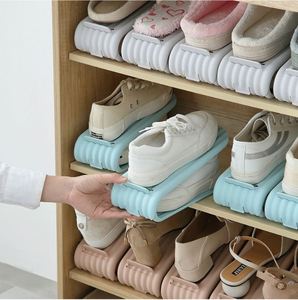 실용적인 낮은 가격 뜨거운 판매 접이식 조절 높이 플라스틱 신발 랙 스토리지 랙 신발 신발 랙 주최자 - Product Image 3