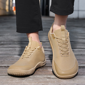 Chaussures de marche à bout large, respirantes, en maille, semelle souple antidérapante, à lacets, style minimaliste, décontractées - Product Image 1