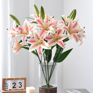 Ramo de Lirios Artificiales Yoshinobu, Tallo Individual, 4 Cabezas, Flores de Seda de PVC, Blanco, Rosa, Amarillo, Rosa Champán, para Sala de Estar, Boda - Product Image 2