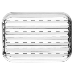 กระทะย่างสี่เหลี่ยมสแตนเลส 34.5x24x2.5 ซม. ระบายน้ำมันได้ สำหรับย่างบาร์บีคิว เนื้อ ปลา แคมป์ปิ้ง - Product Image 1