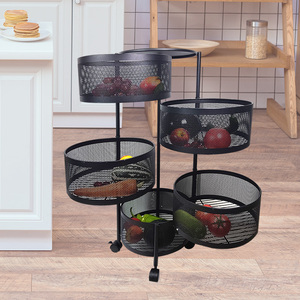 Nuovo Trend 2025: Carrello Portaoggetti da <span class=keywords><strong>Cucina</strong></span> in Metallo, Design Multifunzionale con Ripiani Girevoli per Verdure - Product Image 3