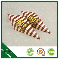 Bon marché Personnalisé Triangle Papier Crème Glacée Crêpes Frites Chips Oeuf À Bulles Gaufre Cône Titulaire Crêpe Titulaire
