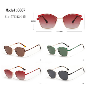Gafas de Sol de Ojo de Gato para Mujer, Montura Completa, Lentes Degradados Rojos, 100% Protección UV, Gafas de Sol Metálicas para Adultos - Product Image 3