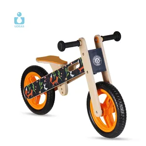 UDEAS新しい2023木製ウォーキングライド、おもちゃの12インチ木製バランスバイク、EVAタイヤ付き