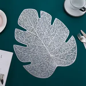Custom Made Leaf Shaped PVC Placemat Hollow Clear Placemats For Kitchen Dining Table