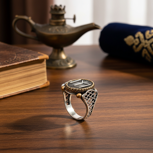 Signet Ottoman Tugra Design Authentic <b>Men</b> <b>Ring</b> Turkish Handmade Wholesale 925 Sterling Silver <b>for</b> <b>Men</b> - Product Image 3