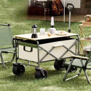 カスタマイズ可能なステンレス鋼屋外折りたたみ式キャンプカートポータブル手引きピクニックトロリーOEMサポート折りたたみワゴン付き - Product Image 5