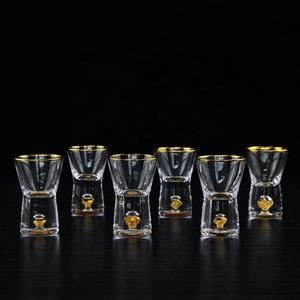 ขายส่งการออกแบบใหม่นำฟรีคริสตัลทองฟอยล์ทองขอบออกแบบแฮนด์เมดที่กำหนดเองยิงแก้ว - Product Image 6