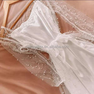 Peignoir de Mariée Kimono en Soie Satiné Blanc Perles Luxe Créateur Mariage pour Femme - Product Image 6