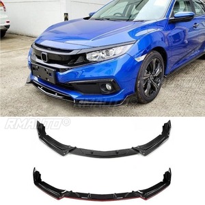 Para Honda Civic 10ª generación 2019-2021, kit de carrocería con alerón difusor y labio de parachoques delantero, pieza de modificación de labio de parachoques negro brillante - Product Image 3
