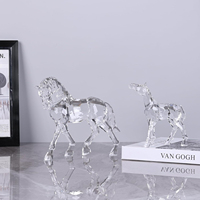 Ornements de cheval en cristal de luxe à haute brillance, faits à la main, gravés, en cristal Jingpai, pour salon, bureau, table