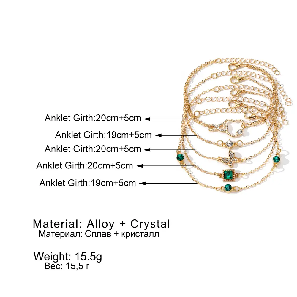 Vintage Fashion Crystal Rhinestone Diamond Jewelry Set Number 8 Infinity Heart Arrow Butterfly Bracelet Set For Women