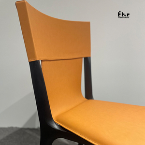 Customizable Orange Upholstered <b>Dining</b> <b>Chair</b> Black Wood Frame Leisure <b>Chair</b> Wholesale for Home Commercial Use - Product Image 6
