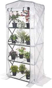 <span class=keywords><strong>Serre</strong></span> pliante à 4 niveaux avec 4 étagères et couvercle en plastique renforcé PE <span class=keywords><strong>pour</strong></span> jardin, <span class=keywords><strong>terrasse</strong></span> et <span class=keywords><strong>balcon</strong></span> - Product Image 2