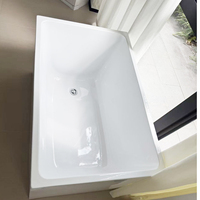 Petite baignoire autoportante rectangulaire en acrylique pour immersion profonde, 1200 mm de long