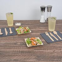 Assiettes en bois jetables carrées avec logo personnalisé, imprimées, en bois naturel, biodégradables, pour la restauration, les restaurants, écologiques, vente en gros, prix bas